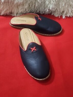 Charix Navy and Red Women's Slip-On Mules